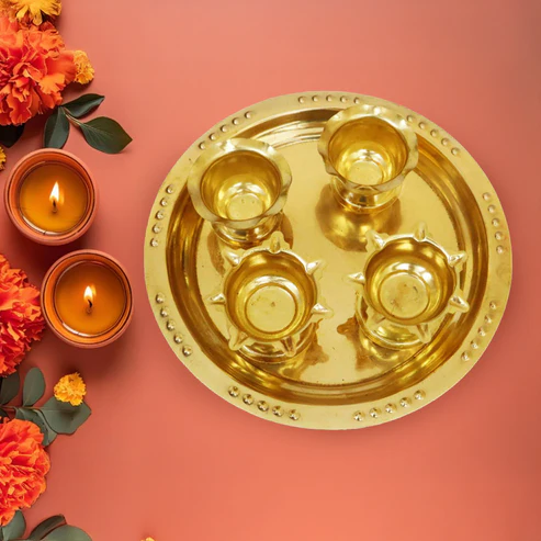 Brass Andra Star Plus (Aarti Thali Pital Andhra Nakshatra Thali)